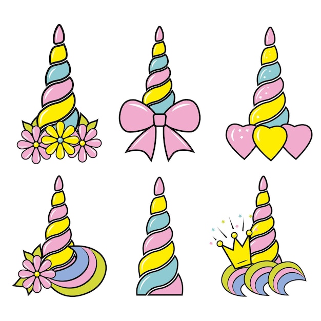 Colored unicorn horn color isolated vector illustration in cartoon style