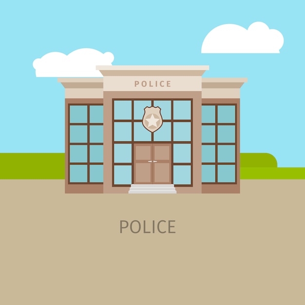 Colored urban police building