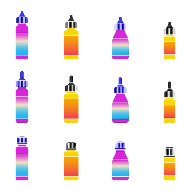 Vector colored vape bottles