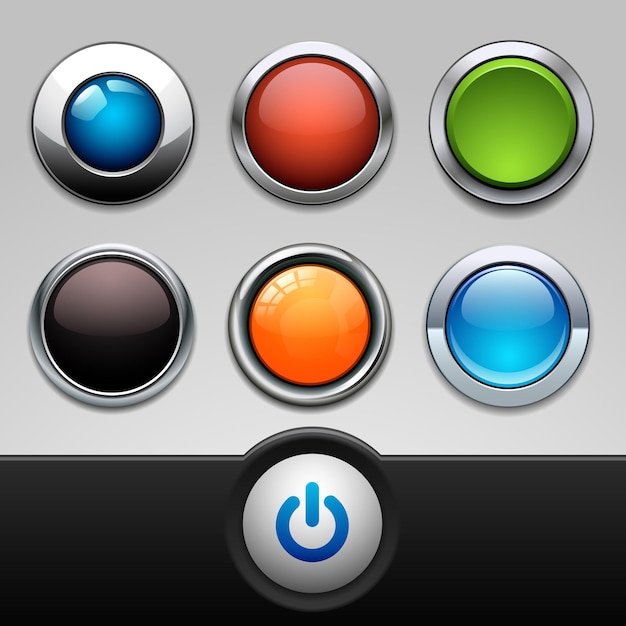 色付きのベクトルボタンセット