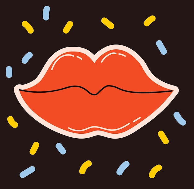 Colored vector illustration of crazy lips for posters