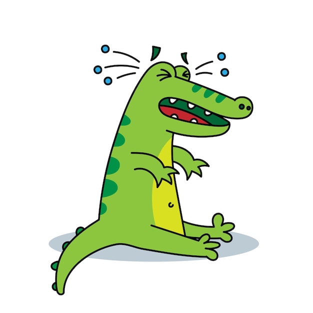 Colored vector illustration of a crocodile that criescto