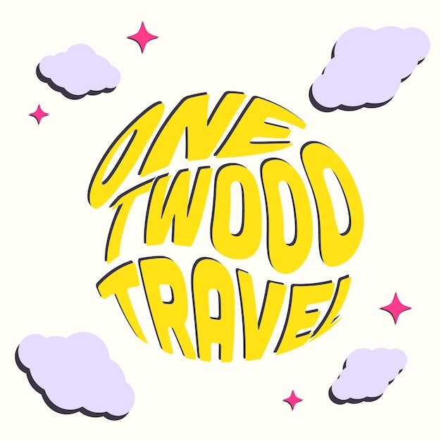 Vector colored vector illustration on the theme of travel with an inscription in retro style one two tra