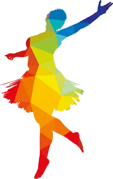 Colored Vector Silhouette Of A Ballet Dancer, Isolated On White Background