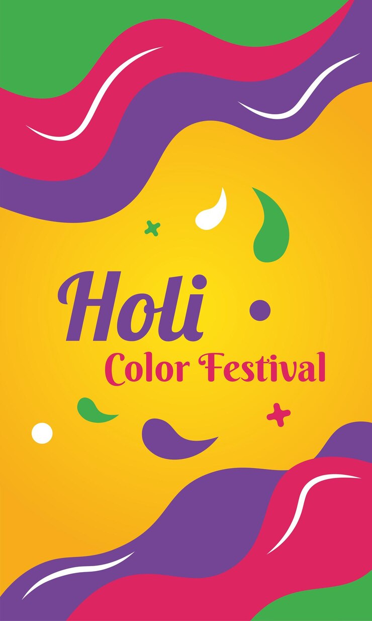 Colored vertical poster of Holi festival Vector