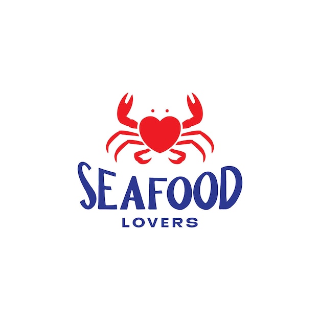 Colored vintage crabs love seafood logo design