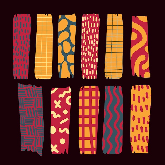 Colored Washi tapes decorative cute png tapes with patterns