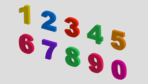 3D 数字のベクトルセット 灰色の背景に分離された3D 数字