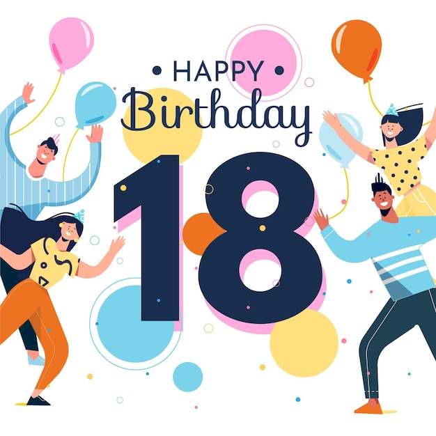 Vector colorful 18th birthday background style