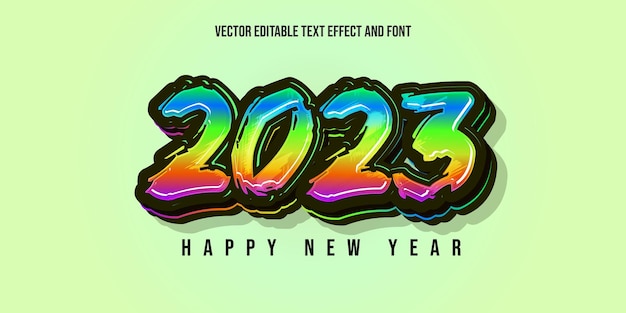 Vector colorful 2023 happy new year text effect editable modern lettering typography font style