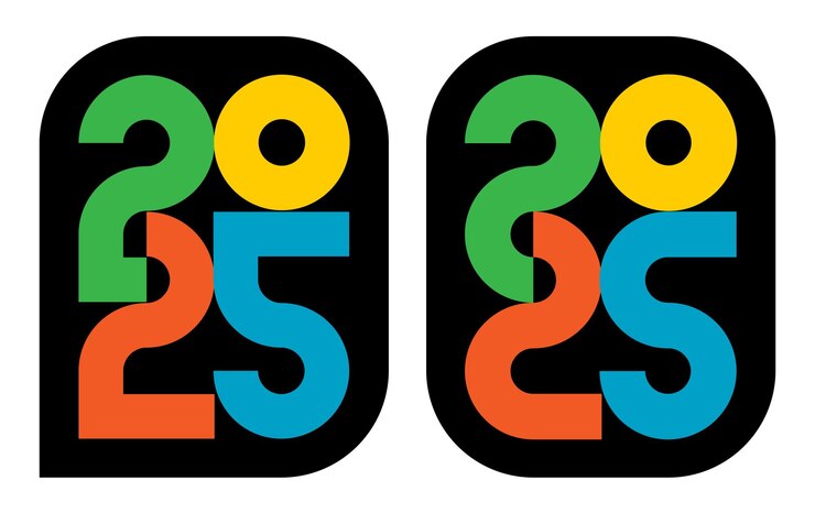Vector colorful 2025 tags