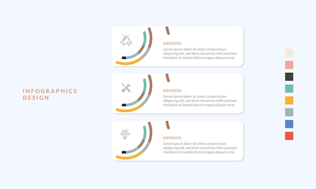 Colorato 3 passaggi - modello di infografica