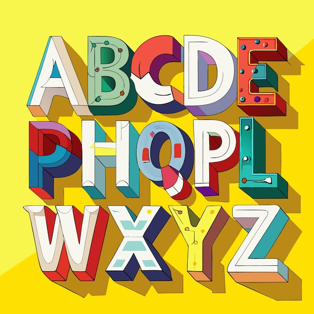 有色彩的 3D 字母和影子