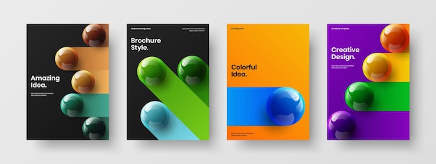 Colorful 3D balls front page layout set