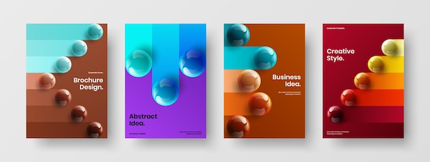 Vector colorful 3d balls pamphlet layout set