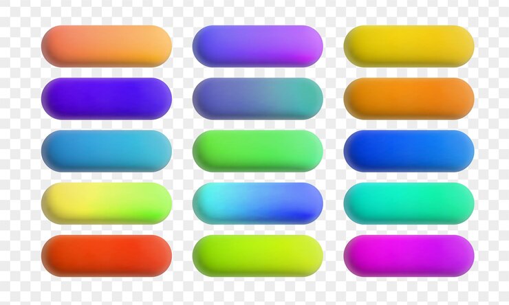 Vector colorful 3d buttons set