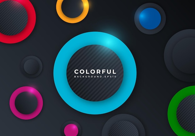 Colorful 3D Circle Shape Dimension Layers Background with Copy Space for Text