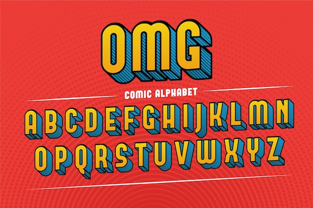 Colorful 3d comic alphabet