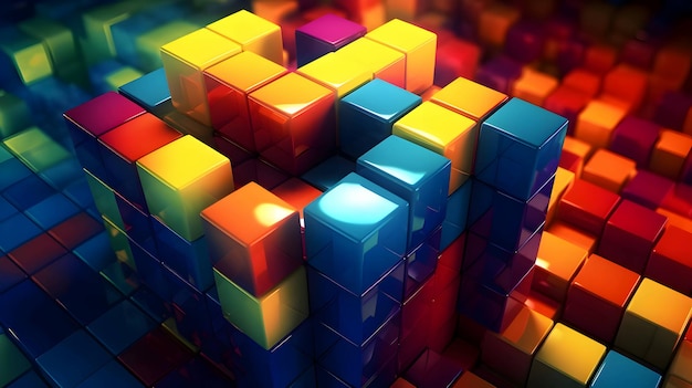 Vector colorful 3d cubes as abstract background wallpaper