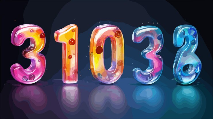 Vector colorful 3d futuristic numbers set with glossy finish