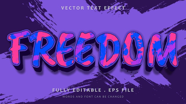 Colorful 3d Grunge Paint Word Freedom Editable Text Effect Design