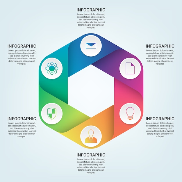 Esagono 3d colorato infografica