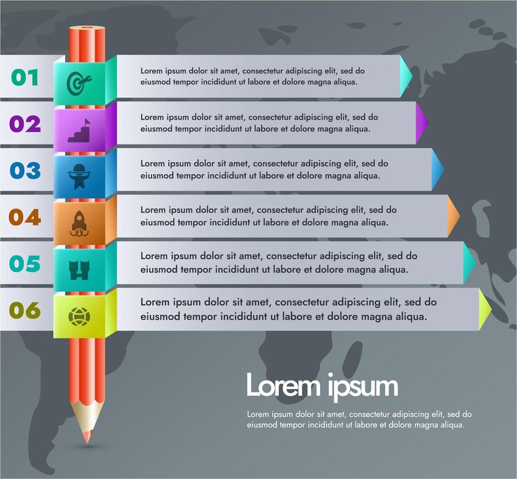 Vector colorful 3d infographics in a modern design on a dark background