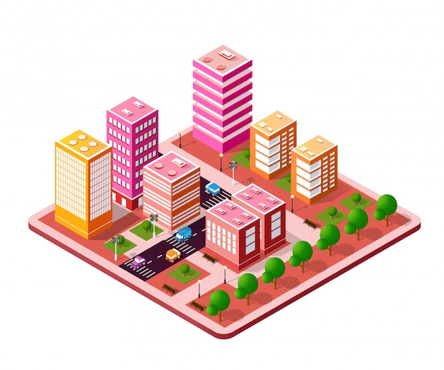 Colorful 3D isometric city