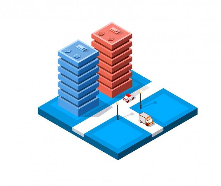 Vector colorful 3d isometric city