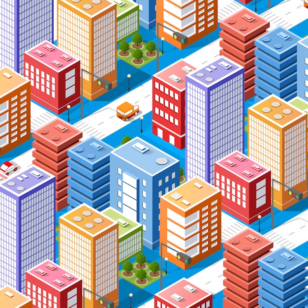 Vector colorful 3d isometric city