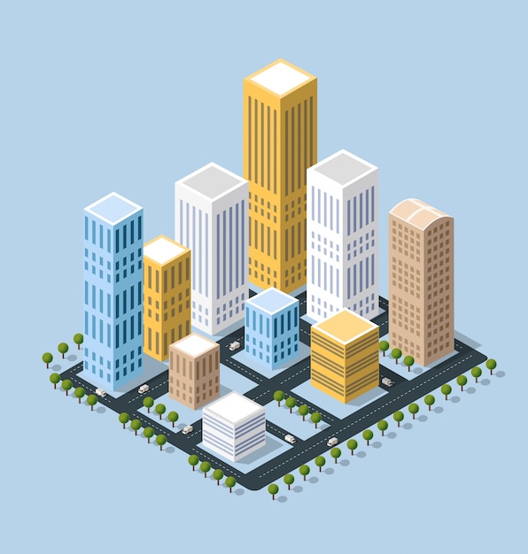 Vector colorful 3d isometric city