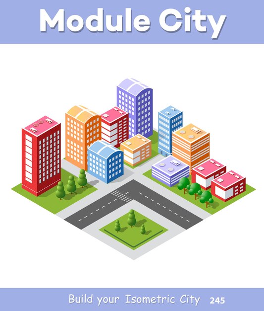 Vector colorful 3d isometric city