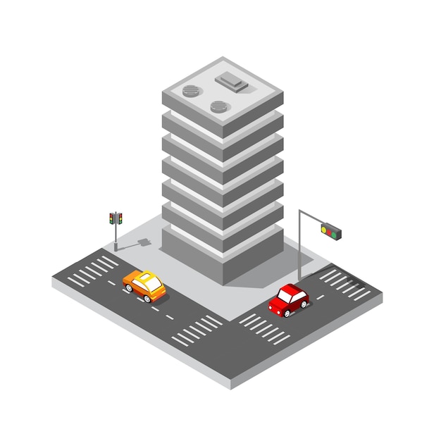 벡터 colorful 3d isometric city