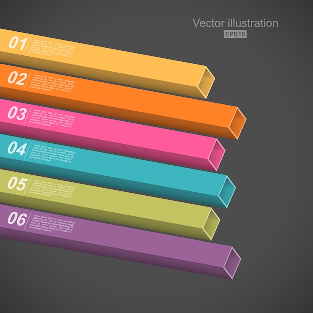 Vettore linee 3d colorate con opzioni facile da cambiare i colori
