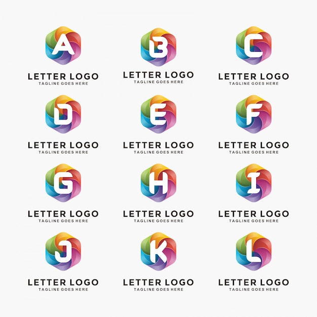 Vettore design moderno colorato logo lettera 3d