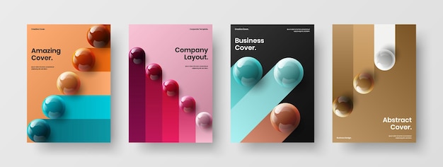 Colorful 3d orbs catalog cover concept set