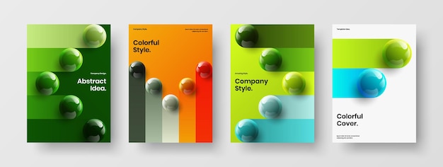 Colorful 3D spheres handbill concept set