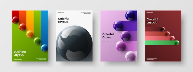 Colorful 3d spheres journal cover concept collection