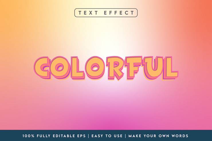 Vector colorful 3d style text effect