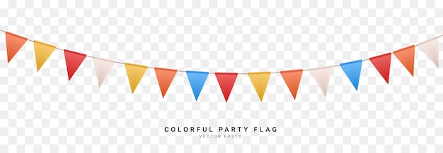 Vector colorful 3d triangle flag party on transparent backgrounddecoration element vector illustration