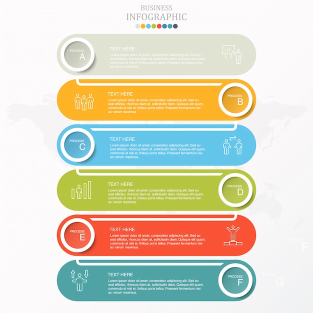 화려한 6 단계 비즈니스 Infographic 및 아이콘입니다.