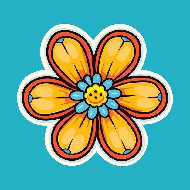 Vector colorful 70s classic flower petal sticker