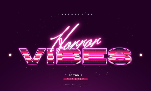 Vector colorful 80s retro text style with glowing neon effect