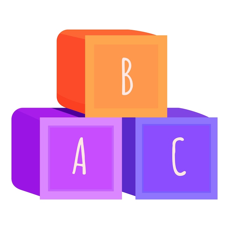 Vector colorful abc blocks forming a pyramid for early education