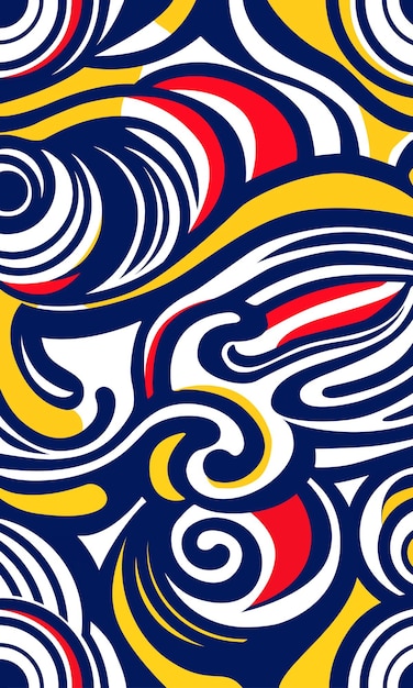 A colorful abstract background with a blue, red, and white swirls.