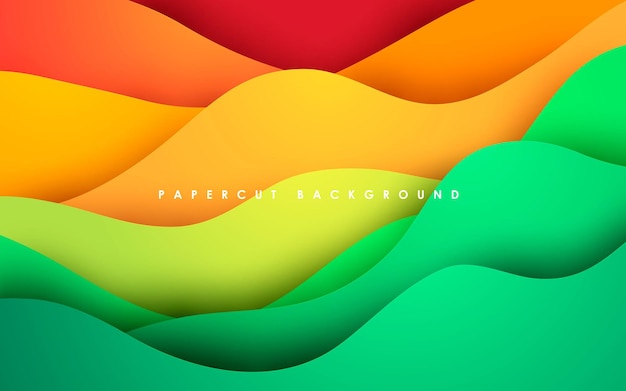 Colorful abstract background with papercut style