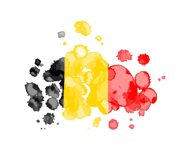 Вектор Красочные абстрактные бельгия флаг страны краска всплеск текстуры гранж текстурированные иллюстрации, изолированные на белом фоне акварель кисти капли