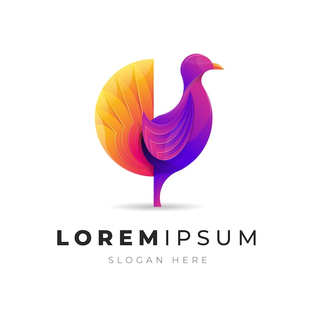 Colorful abstract chicken bird logo