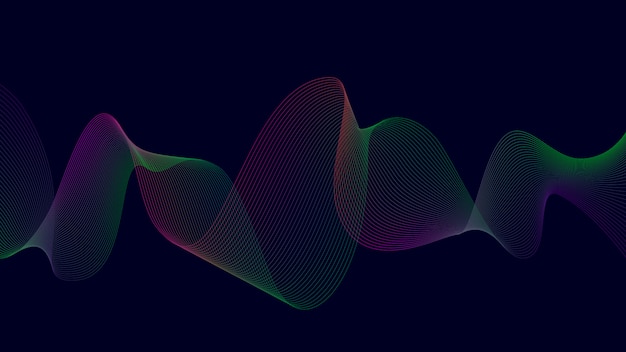 Vector colorful abstract curve line on dark