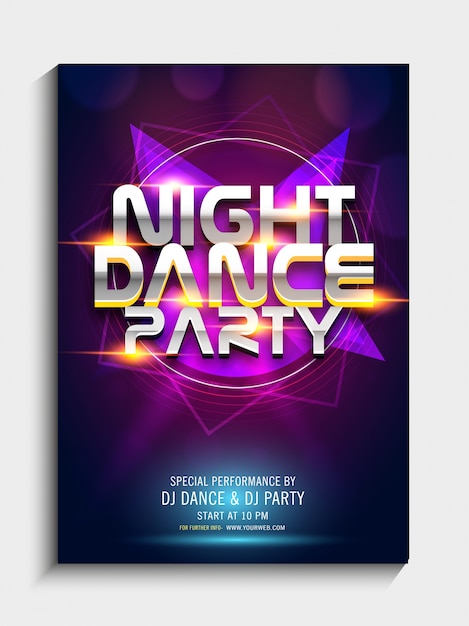 Colorful abstract design decorated, Night Dance Party Template, Dance Party Flyer, Night Party Banner or Club Invitation presentation with details.&#xA;